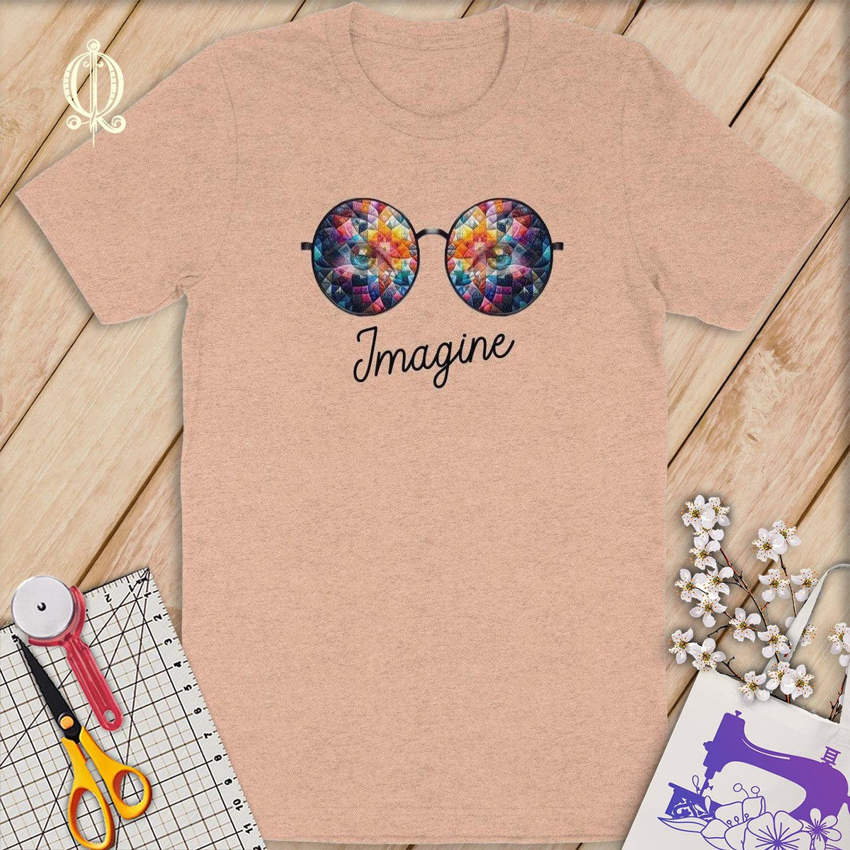 MyDesigns XS / Heather Peach Imagine Quilt Reflection in Multi Colored ~Limited Edition T-Shirt