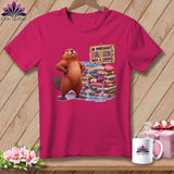 Beaver and fabric pile graphic with text 