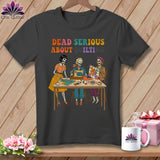 T-shirt with skeletons sewing and quilting, text 