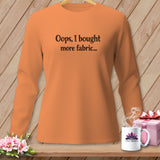Orange long-sleeved shirt with black text 