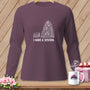 Purple long-sleeve shirt with "I HAVE A SYSTEM." text and quilting fabric pile graphic.