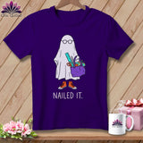 Ghost with glasses and sewing supplies, 