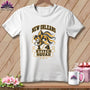 A white t-shirt features New Orleans 1/4 Stitch Squad graphics on a wooden background.