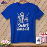 Blue t-shirt with sewing tools and 