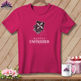 Magenta t-shirt with quilt blocks graphic and 