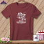 Maroon t-shirt with white graphic of rotary cutter, quilt pieces, and text "CUT DIFFERENT".