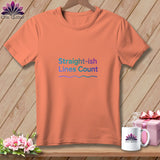 Peach t-shirt with text 
