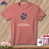 T-shirt with patchwork design and text 