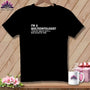 Black t-shirt with text "I'm a Quilteontologist. I pair my quilts with a nice glass of vino."