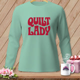 Light teal long-sleeve shirt with red 