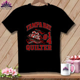 Black t-shirt featuring a red and white sailing ship graphic with text reading Tampa Bay Quilter #14.