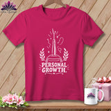 Fuchsia t-shirt with white graphic of a seam ripper and text 