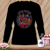 Witches in a circle around a table with 