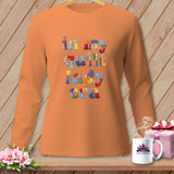 Orange long-sleeve shirt with 