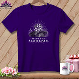 Purple t-shirt with quilted sun graphic and text 