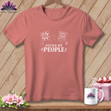 Coral t-shirt with white text 
