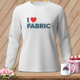 White long-sleeve shirt with text 