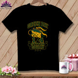 Black t-shirt featuring Green Bay Stitch Squad graphic with a wedge of cheese pincushion.
