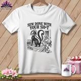 White t-shirt featuring skunk with 