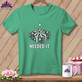 Green t-shirt with folded fabric design and 