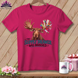 Moose wearing crafting supplies with text 