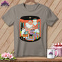 Ghosts sewing together with "Night Shift" quilt on a t-shirt.