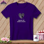 Purple t-shirt with quilted heart graphic and "Made of Good Stuff" text.