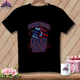Black t-shirt featuring a red, white, and blue graphic that reads TENNESSEE 100 FABRIC CREW.